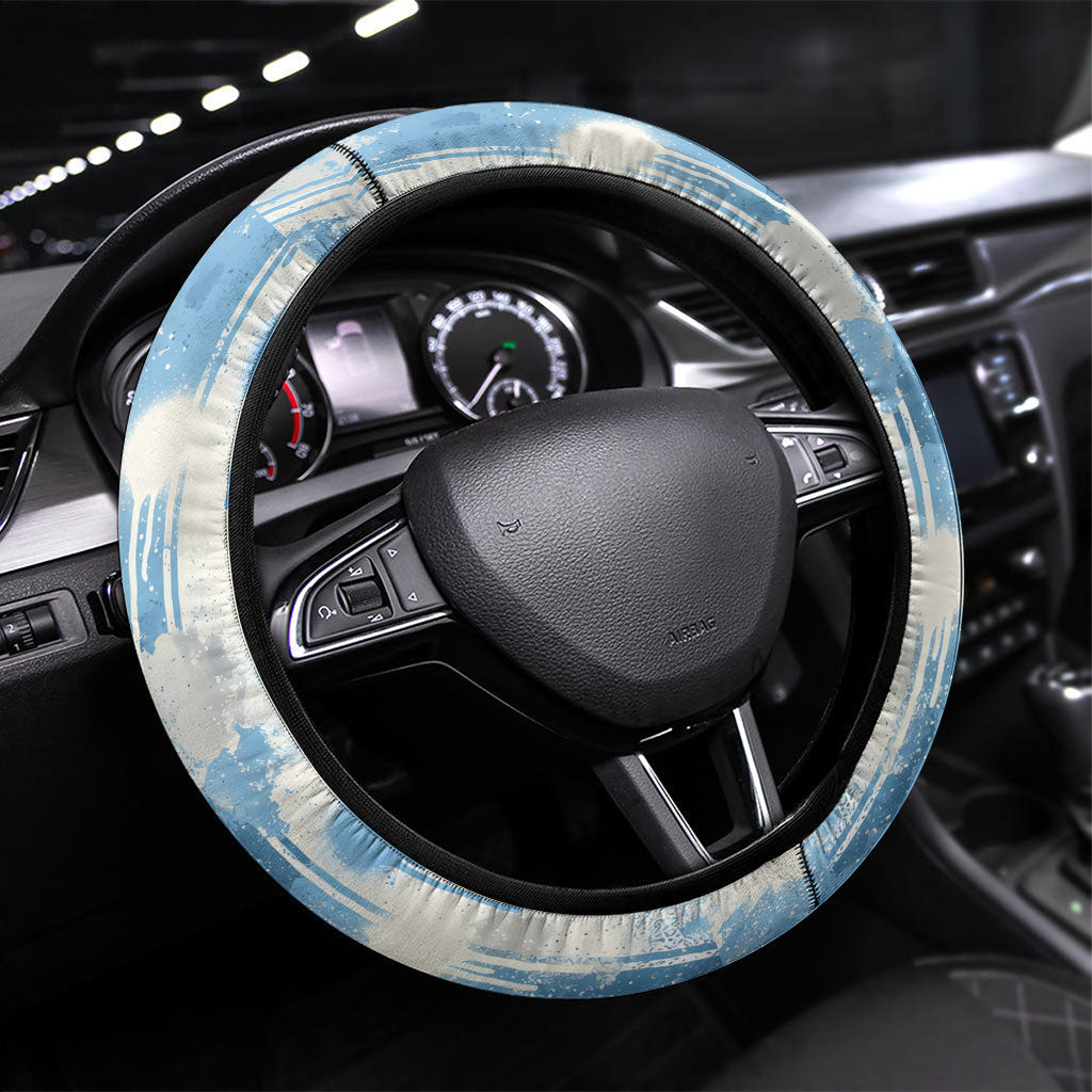 Argentina Football Campeones Del Mundo 2026 Steering Wheel Cover Champions Soccer Flag Watercolor Paint Drips Trophy