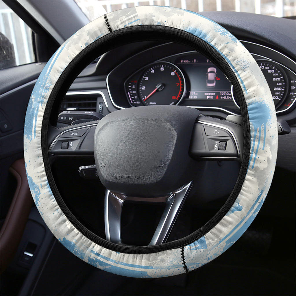 Argentina Football Campeones Del Mundo 2026 Steering Wheel Cover Champions Soccer Flag Watercolor Paint Drips Trophy
