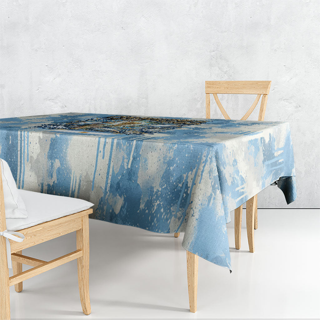 Argentina Football Campeones Del Mundo 2026 Tablecloth Champions Soccer Flag Watercolor Paint Drips Trophy