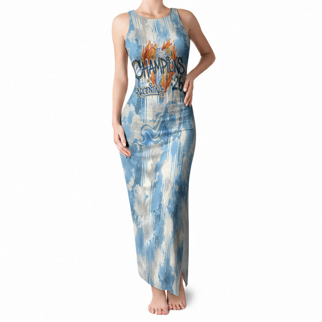Argentina Football Campeones Del Mundo 2026 Tank Maxi Dress Champions Soccer Flag Watercolor Paint Drips Trophy