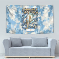 Argentina Football Campeones Del Mundo 2026 Tapestry Champions Soccer Flag Watercolor Paint Drips Trophy