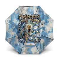 Argentina Football Campeones Del Mundo 2026 Umbrella Champions Soccer Flag Watercolor Paint Drips Trophy