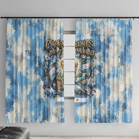 Argentina Football Campeones Del Mundo 2026 Window Curtain Champions Soccer Flag Watercolor Paint Drips Trophy