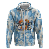 Argentina Football Campeones Del Mundo 2026 Zip Hoodie Champions Soccer Flag Watercolor Paint Drips Trophy