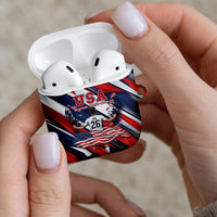 USA World Football AirPods Case One Team One Goal - Patriotic Bald Eagle Mascot Soccer