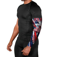 USA World Football Arm Sleeves One Team One Goal - Patriotic Bald Eagle Mascot Soccer