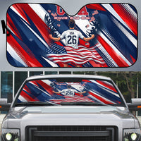 USA World Football Auto Sun Shade One Team One Goal - Patriotic Bald Eagle Mascot Soccer