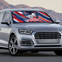 USA World Football Auto Sun Shade One Team One Goal - Patriotic Bald Eagle Mascot Soccer