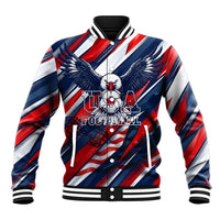 USA World Football Baseball Jacket One Team One Goal - Patriotic Bald Eagle Mascot Soccer
