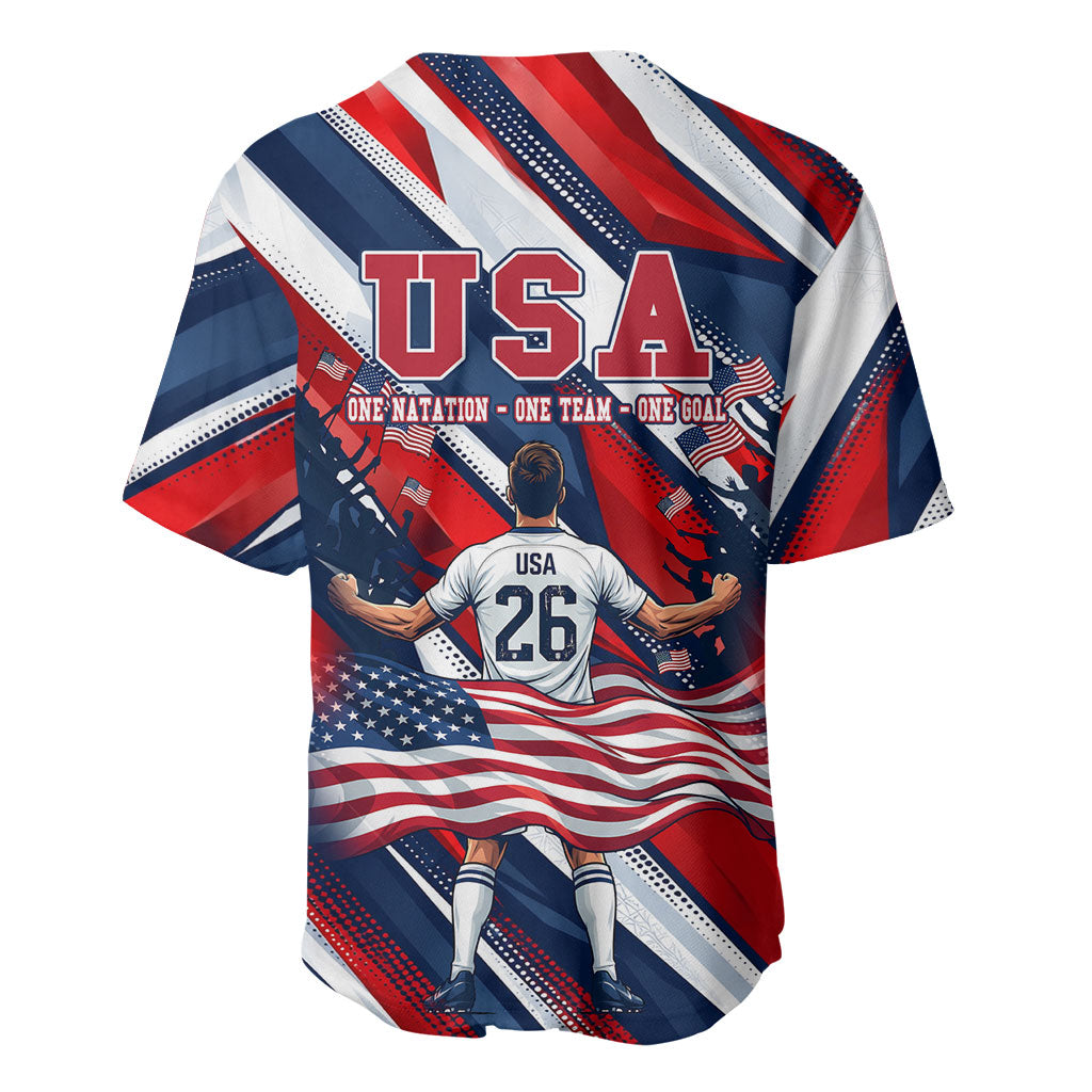 USA World Football Baseball Jersey One Team One Goal - Patriotic Bald Eagle Mascot Soccer