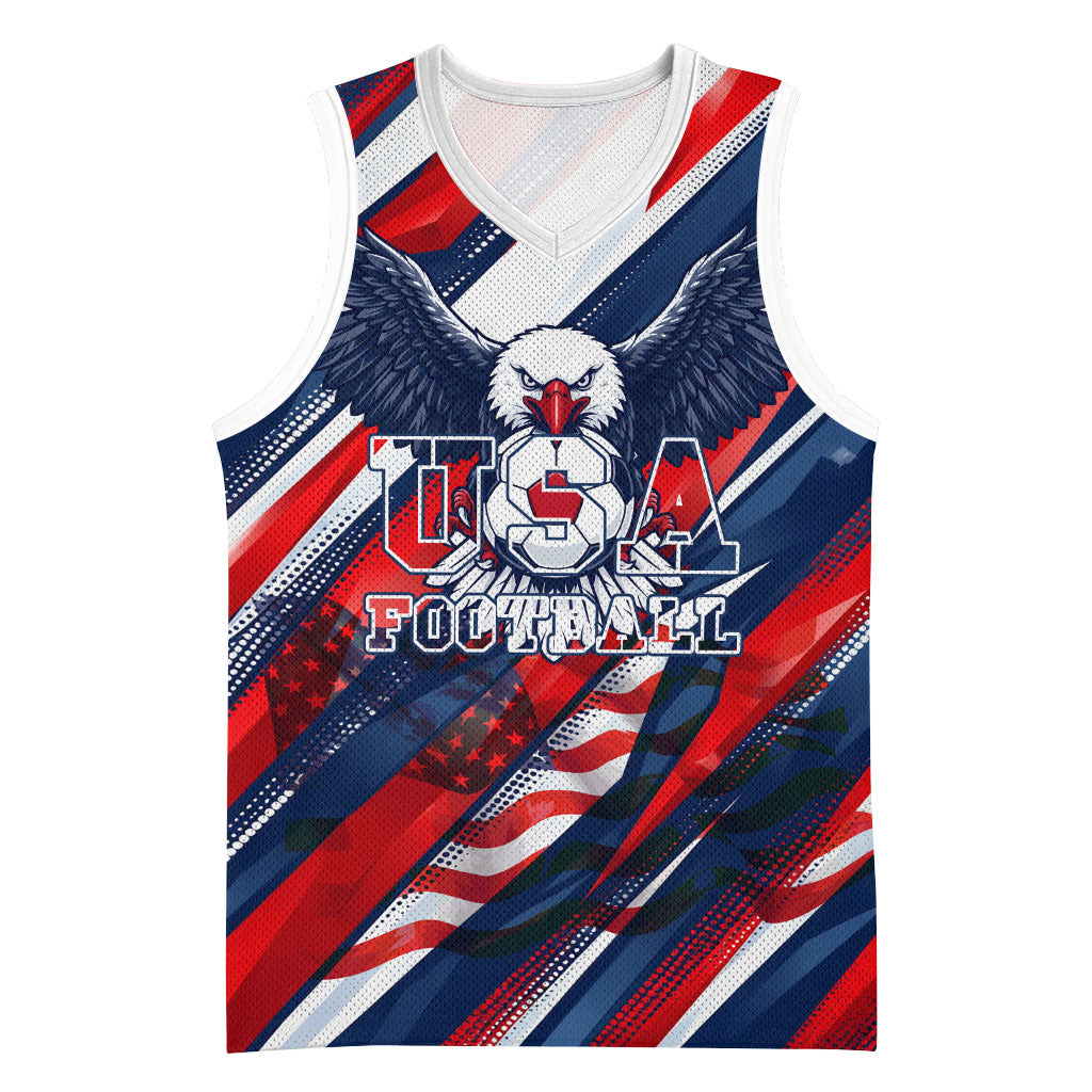 USA World Football Basketball Jersey One Team One Goal - Patriotic Bald Eagle Mascot Soccer