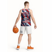 USA World Football Basketball Jersey One Team One Goal - Patriotic Bald Eagle Mascot Soccer