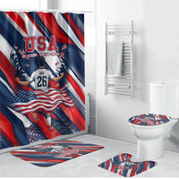 USA World Football Bathroom Set One Team One Goal - Patriotic Bald Eagle Mascot Soccer