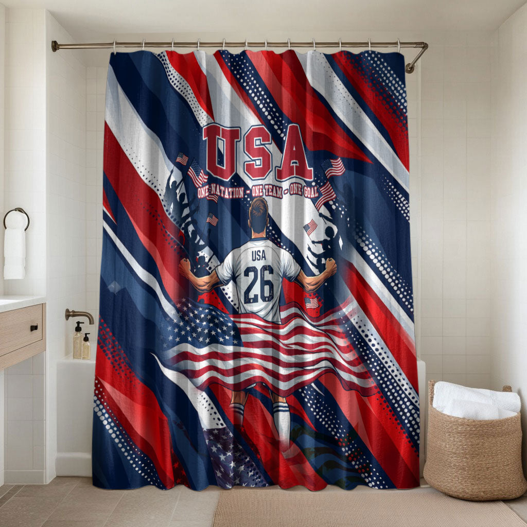USA World Football Bathroom Set One Team One Goal - Patriotic Bald Eagle Mascot Soccer