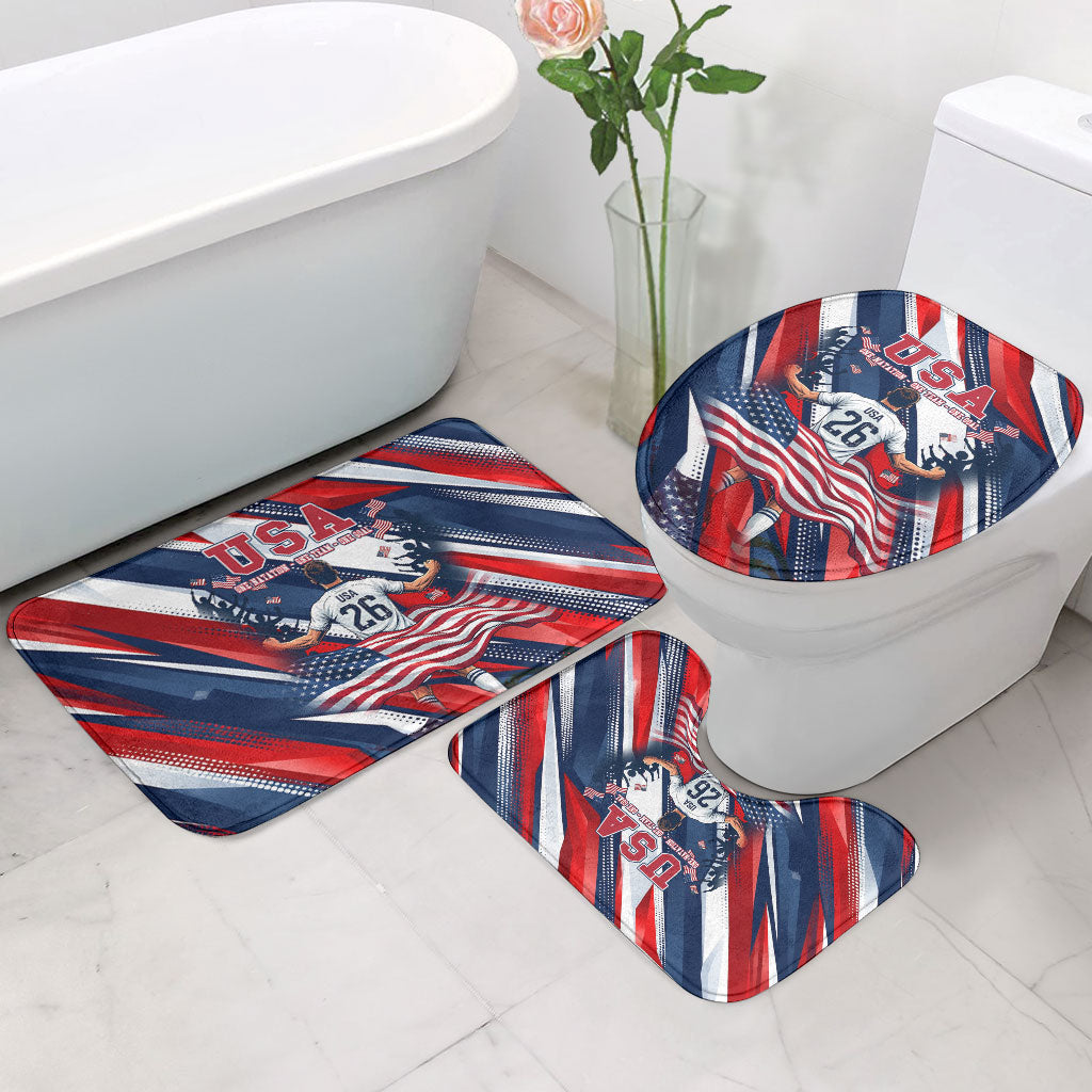 USA World Football Bathroom Set One Team One Goal - Patriotic Bald Eagle Mascot Soccer
