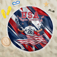 USA World Football Beach Blanket One Team One Goal - Patriotic Bald Eagle Mascot Soccer