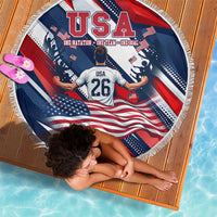 USA World Football Beach Blanket One Team One Goal - Patriotic Bald Eagle Mascot Soccer