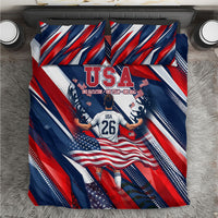 USA World Football Bedding Set One Team One Goal - Patriotic Bald Eagle Mascot Soccer