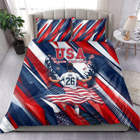 USA World Football Bedding Set One Team One Goal - Patriotic Bald Eagle Mascot Soccer