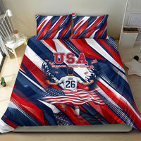 USA World Football Bedding Set One Team One Goal - Patriotic Bald Eagle Mascot Soccer
