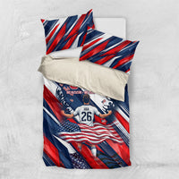 USA World Football Bedding Set One Team One Goal - Patriotic Bald Eagle Mascot Soccer