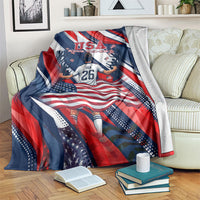 USA World Football Blanket One Team One Goal - Patriotic Bald Eagle Mascot Soccer