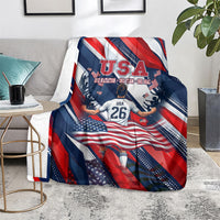USA World Football Blanket One Team One Goal - Patriotic Bald Eagle Mascot Soccer