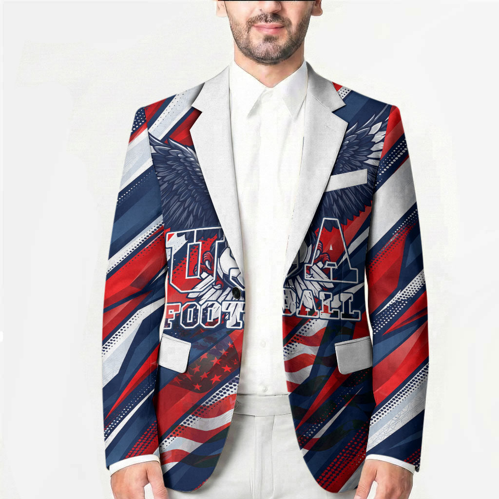 USA World Football Blazer One Team One Goal - Patriotic Bald Eagle Mascot Soccer