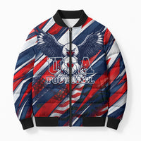 USA World Football Bomber Puffer Jacket One Team One Goal - Patriotic Bald Eagle Mascot Soccer