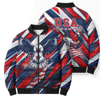 USA World Football Bomber Puffer Jacket One Team One Goal - Patriotic Bald Eagle Mascot Soccer
