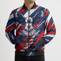 USA World Football Bomber Puffer Jacket One Team One Goal - Patriotic Bald Eagle Mascot Soccer