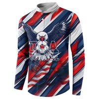 USA World Football Button Sweatshirt One Team One Goal - Patriotic Bald Eagle Mascot Soccer