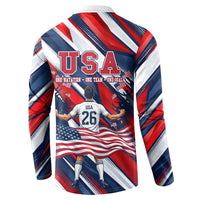 USA World Football Button Sweatshirt One Team One Goal - Patriotic Bald Eagle Mascot Soccer
