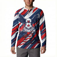 USA World Football Button Sweatshirt One Team One Goal - Patriotic Bald Eagle Mascot Soccer