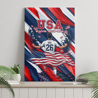 USA World Football Canvas Wall Art One Team One Goal - Patriotic Bald Eagle Mascot Soccer