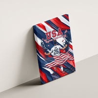USA World Football Canvas Wall Art One Team One Goal - Patriotic Bald Eagle Mascot Soccer
