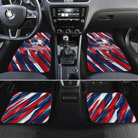 USA World Football Car Mats One Team One Goal - Patriotic Bald Eagle Mascot Soccer
