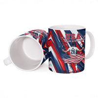 USA World Football Ceramic Mug One Team One Goal - Patriotic Bald Eagle Mascot Soccer