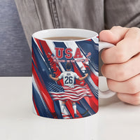USA World Football Ceramic Mug One Team One Goal - Patriotic Bald Eagle Mascot Soccer