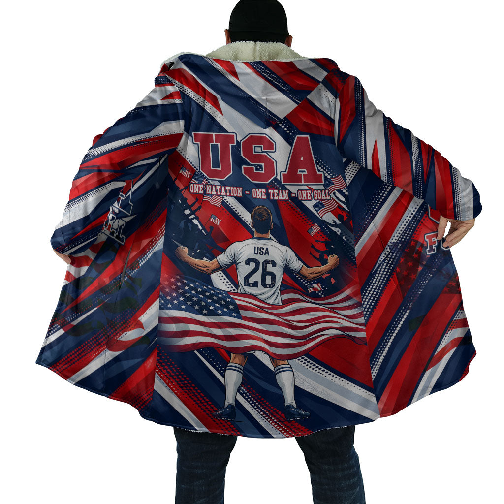 USA World Football Cloak One Team One Goal - Patriotic Bald Eagle Mascot Soccer