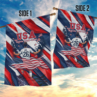 USA World Football Garden Flag One Team One Goal - Patriotic Bald Eagle Mascot Soccer