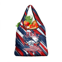 USA World Football Grocery Bag One Team One Goal - Patriotic Bald Eagle Mascot Soccer