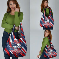 USA World Football Grocery Bag One Team One Goal - Patriotic Bald Eagle Mascot Soccer