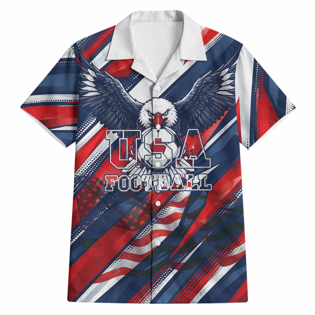 USA World Football Hawaiian Shirt One Team One Goal - Patriotic Bald Eagle Mascot Soccer