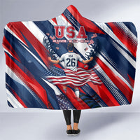 USA World Football Hooded Blanket One Team One Goal - Patriotic Bald Eagle Mascot Soccer