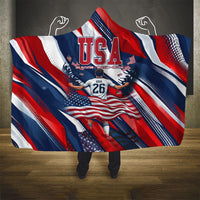 USA World Football Hooded Blanket One Team One Goal - Patriotic Bald Eagle Mascot Soccer