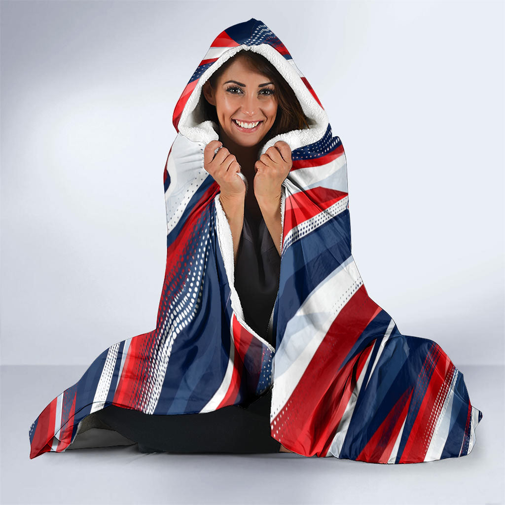 USA World Football Hooded Blanket One Team One Goal - Patriotic Bald Eagle Mascot Soccer