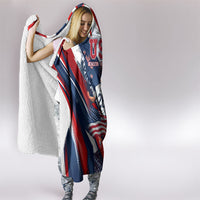 USA World Football Hooded Blanket One Team One Goal - Patriotic Bald Eagle Mascot Soccer
