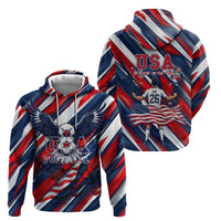 USA World Football Hoodie One Team One Goal - Patriotic Bald Eagle Mascot Soccer