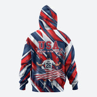 USA World Football Hoodie One Team One Goal - Patriotic Bald Eagle Mascot Soccer